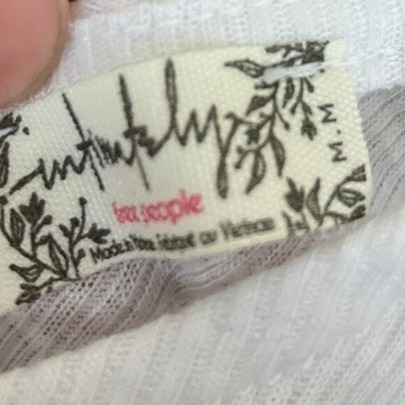 Free People Womens Tank Top White Dani Double V Neck Sheer Intimately Medium - Picture 6 of 12